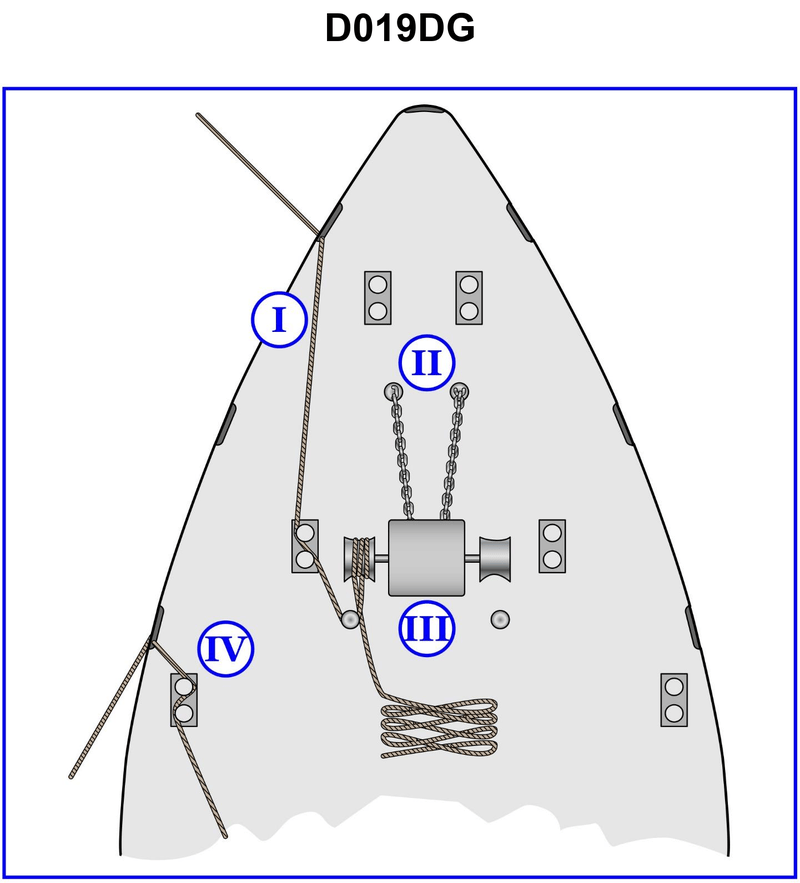 1685. Which position shown in illustration D019DG below is the most dangerous when tying up?