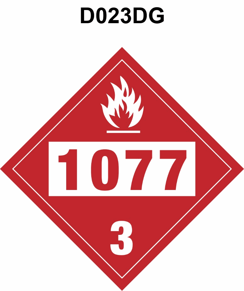 945. You are loading a cargo tank on your container ship. The tank displays the red label as shown in illustration D023DG below. Which statement is TRUE?