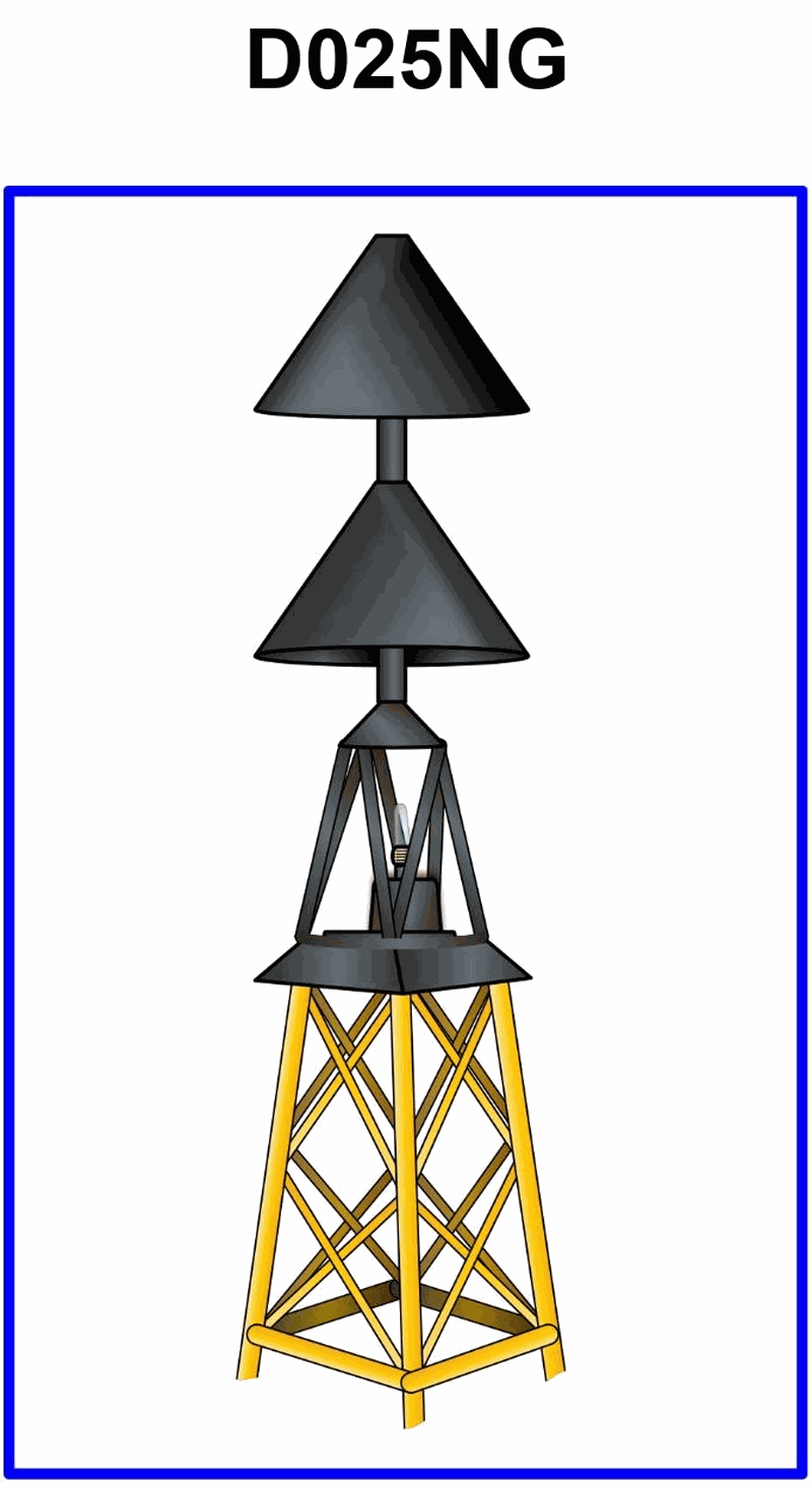 3744. You are underway on course 127°T. You sight a buoy with the topmarks shown in illustration D025NG below, bearing two points on the starboard bow. Which action must be taken?