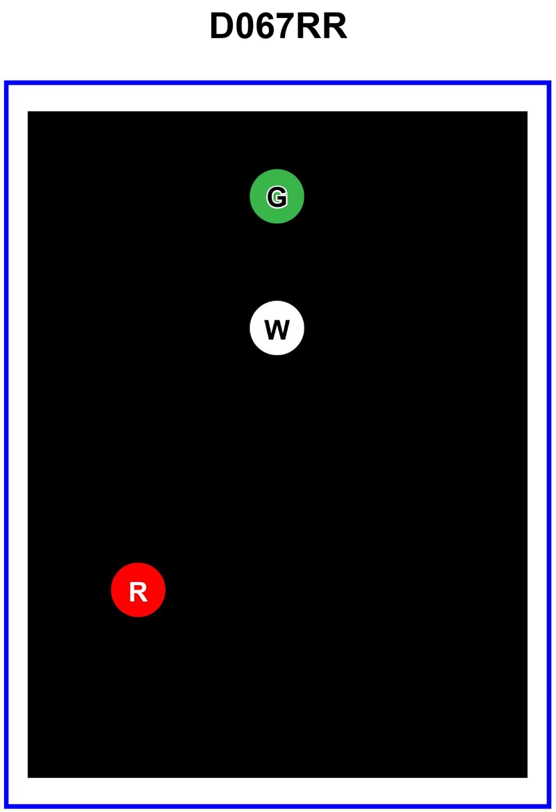550. BOTH INTERNATIONAL & INLAND Which is TRUE for a fishing vessel displaying the lights shown in illustration D067RR below?