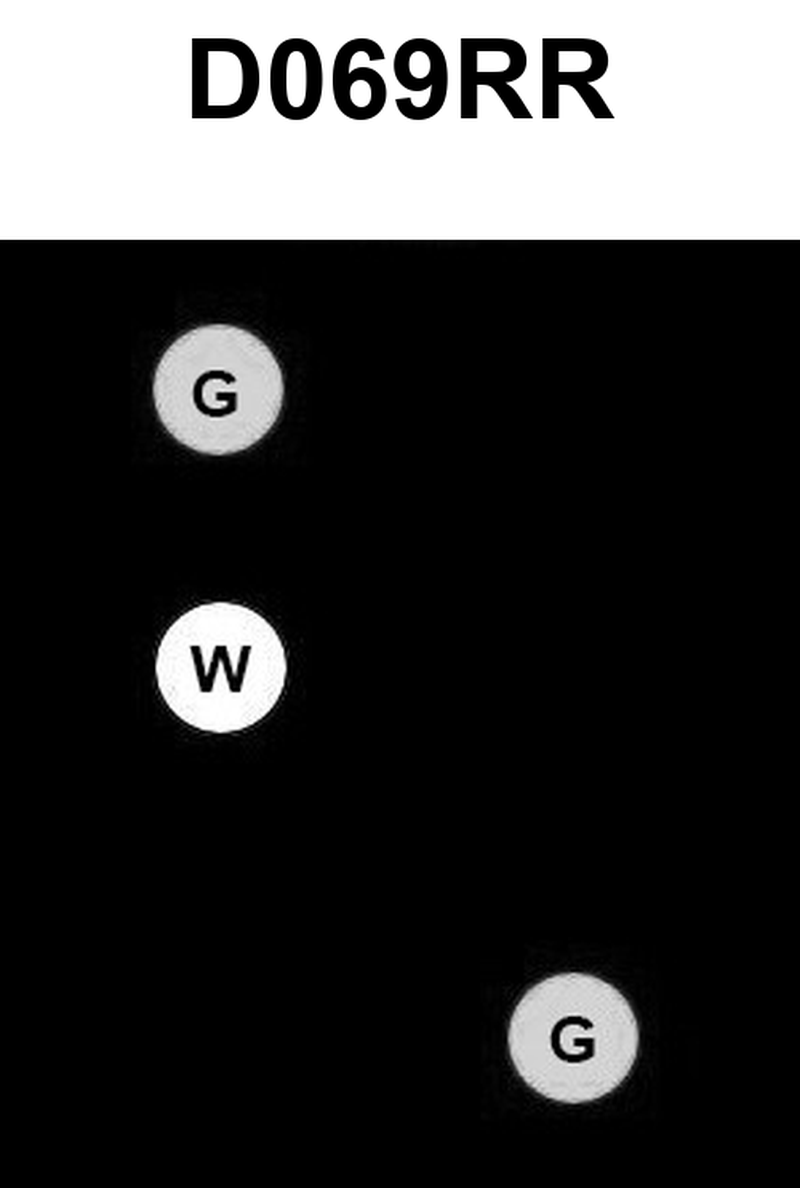 761. BOTH INTERNATIONAL & INLAND Which vessel that is underway at night is required to display the lights shown in illustration D069RR below?