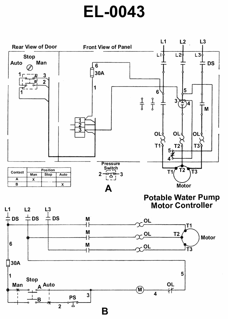 971. As shown in figure "A" and "B" of the illustration, the potable water pump is short-cycling by the action of the pressure switch as a result of an unusually high level in the potable water hydro- pneumatic header tank. What is most likely the cause