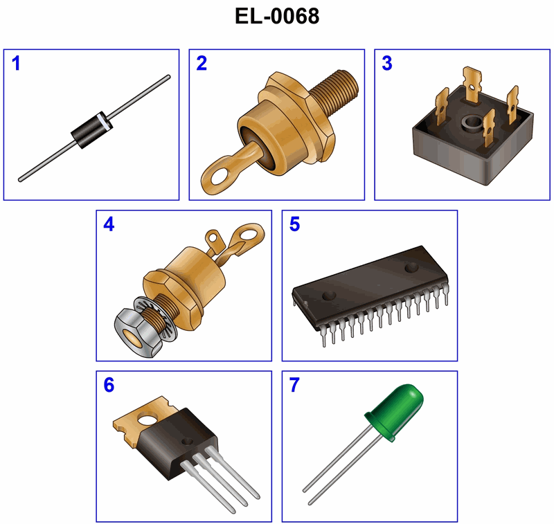 1105. Which of the pictured solid-state semiconductor devices in the illustration is a rectifier bridge