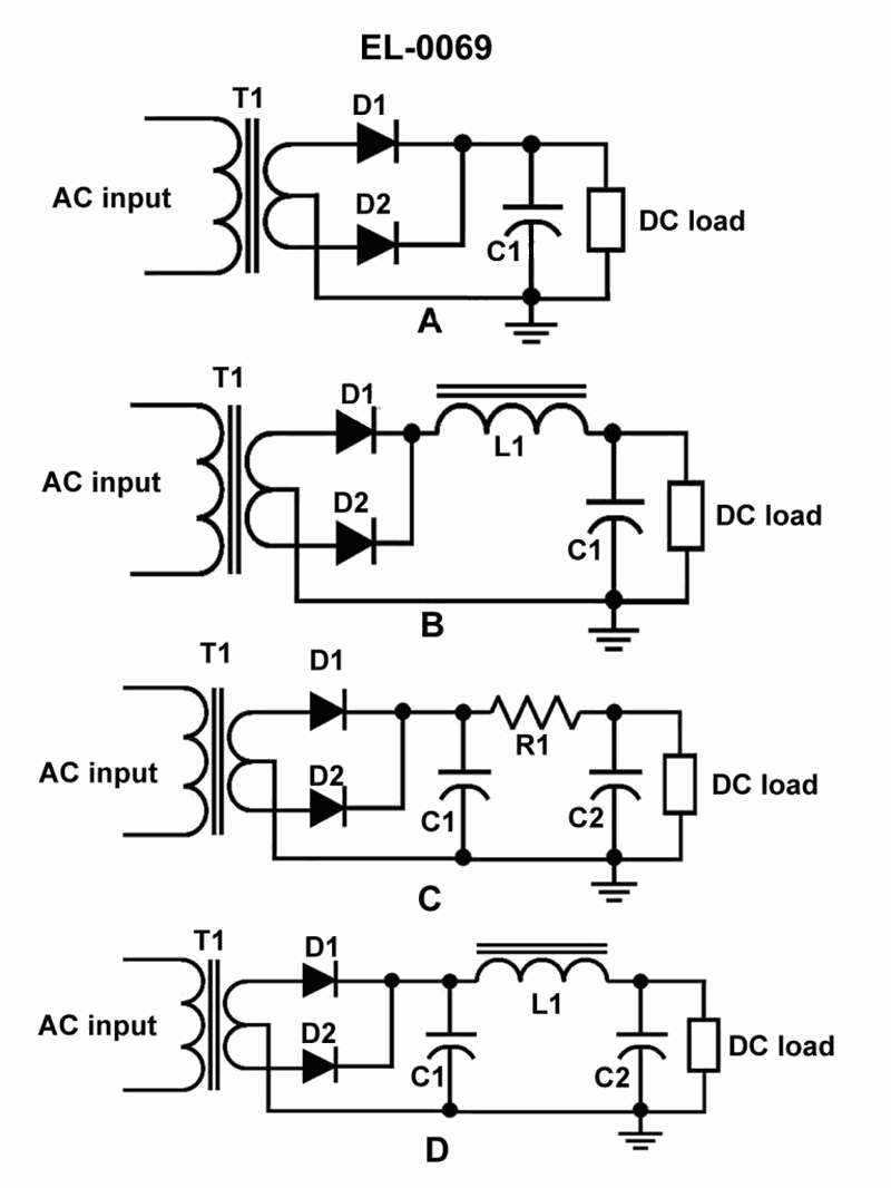2157. Which of the illustrated figures uses an LC choke-input filter