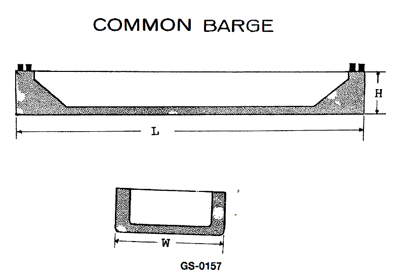 3500. What is the weight of the empty barge shown in the illustration if it is currently drawing one foot of salt water? Its length is 40', width is 20', and its height is 10'