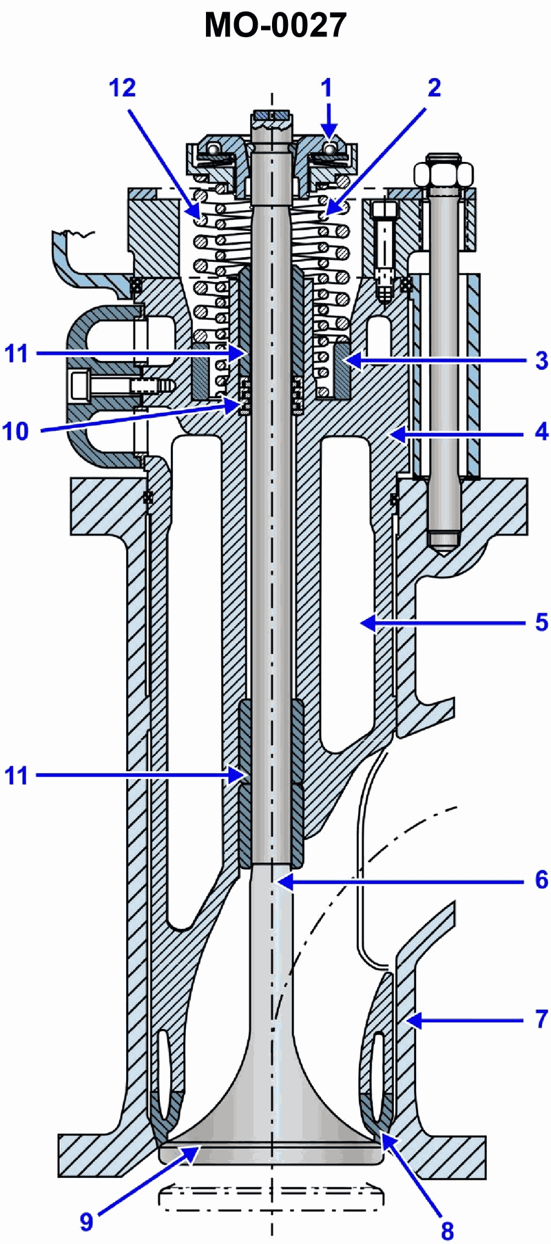 853. Excessive wear at part No.11, shown in the illustration would result in __________